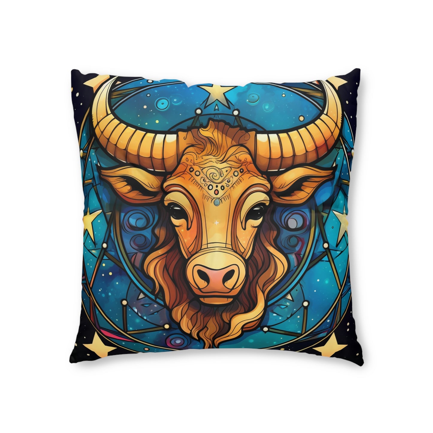 Taurus Constellation Zodiac Sign Astrology Cosmic Art - Tufted Floor Pillow, Square