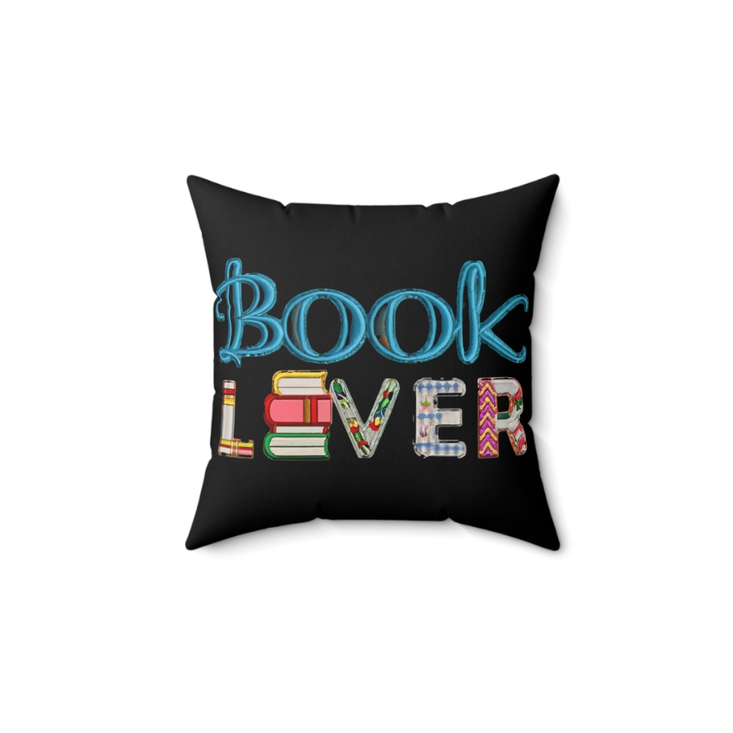 Bookworm Book Lover - Artistic Embroidery Style for Literature Fans - Spun Polyester Square Pillow