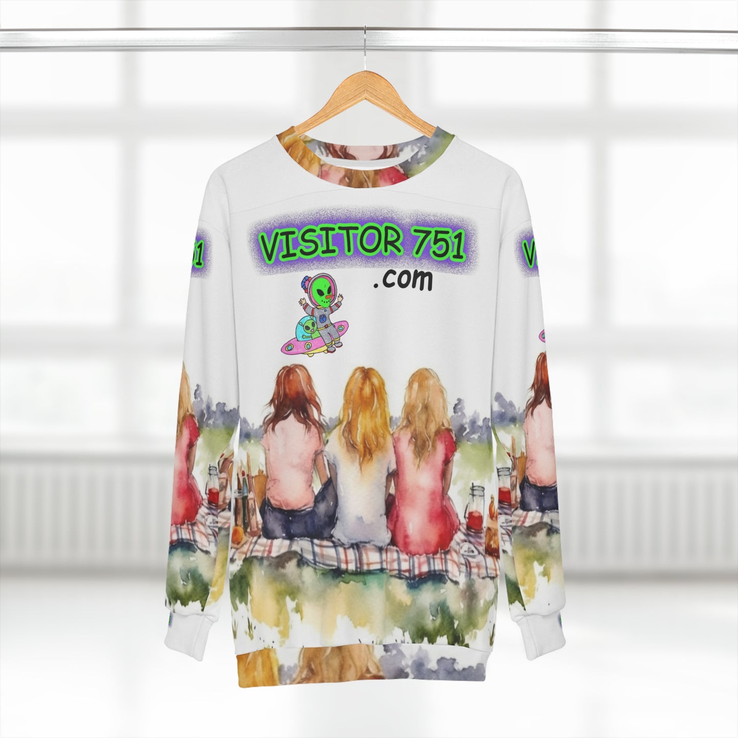 Visitor751 Anuncio Alien UFO Espacio Galáctico - Sudadera unisex (AOP)