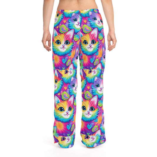 Diseño Happy Kitten &amp; Cat - Vivo, colorido y llamativo - Pantalones de pijama para mujer (AOP) 