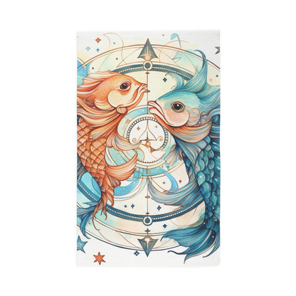 Pisces Zodiac Horoscope - Starry Watercolor & Ink, Hyper-Detailed Fish Dobby Rug