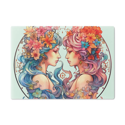 Zodiac Gemini Clipart - Twins Symbol, Whimsical Comic Style - Cutting Board