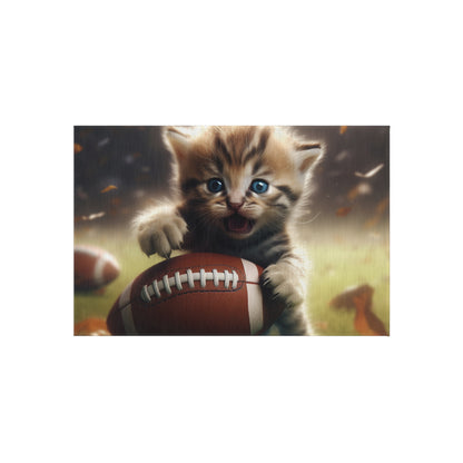 Football Kitten Touchdown: Tabby's Winning Play Sport Game - Outdoor Rug