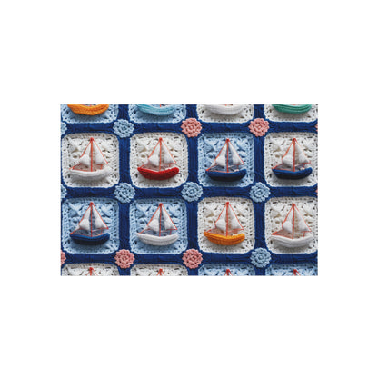 Crochet Boat Ship Sea Vessel Ocean Beach Travel Yacht Design - Outdoor Rug