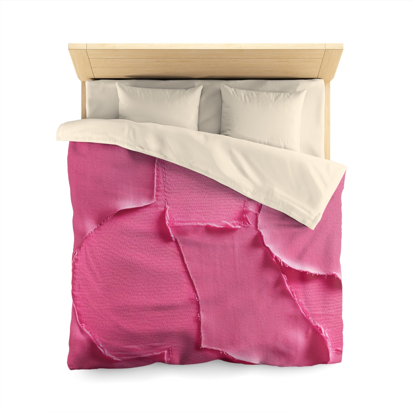 Distressed Neon Pink: Edgy, Ripped Denim-Inspired Doll Fabric - Microfiber Duvet Cover