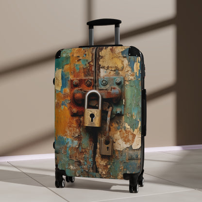 Rustic Lock with Peeling Paint, Old World Charm Suitcase