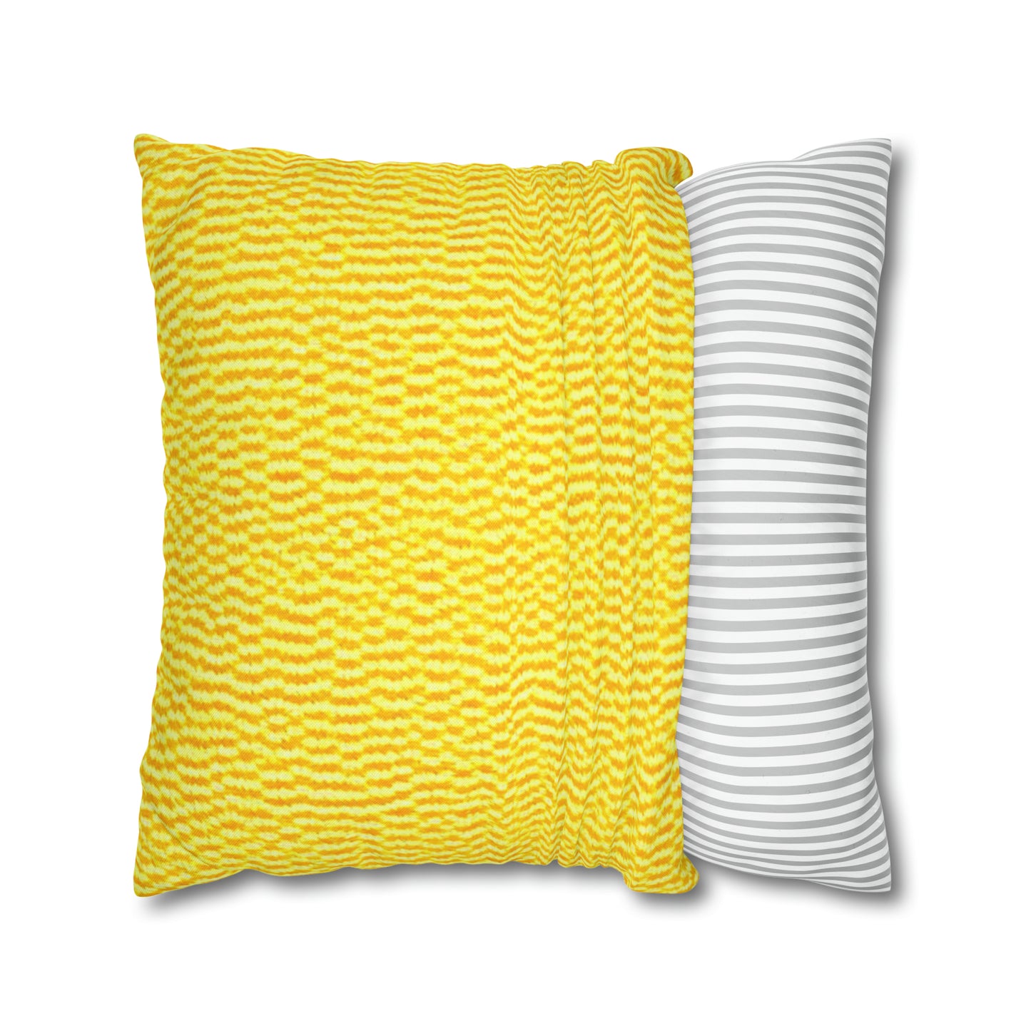 Sunshine Yellow Lemon: tela alegre e inspirada en la mezclilla - Funda de almohada cuadrada de poliéster hilado 