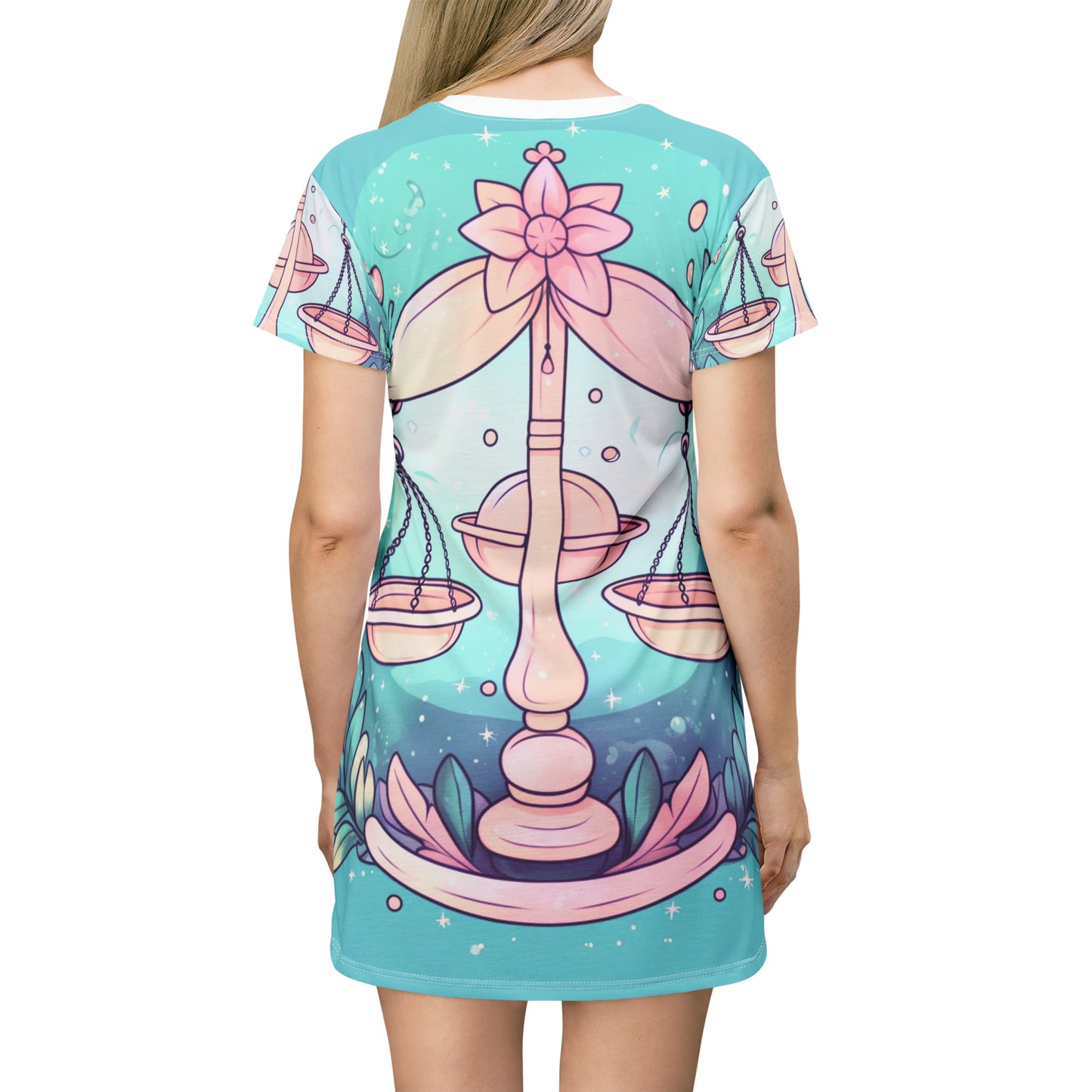 Libra Astrology - Soft Lighting & Pastel Zodiac Sign Symbol - T-Shirt Dress (AOP)