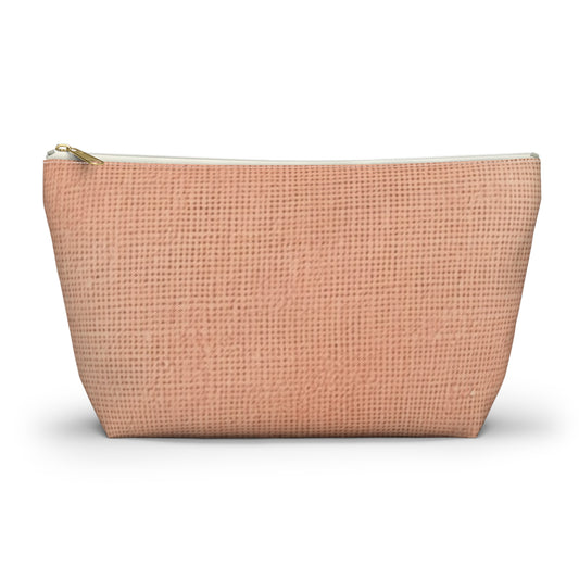 Soft Pink-Orange Peach: Denim-Inspired, Lush Fabric - Accessory Pouch w T-bottom