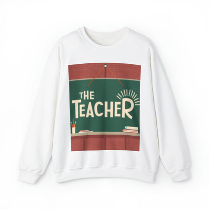 The Teacher Retro Blackboard Teacher Chalk Classroom Gift - Sudadera unisex Heavy Blend™ con cuello redondo 