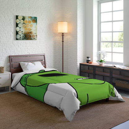 The Green Alien Visitor with Hat Bed Comforter