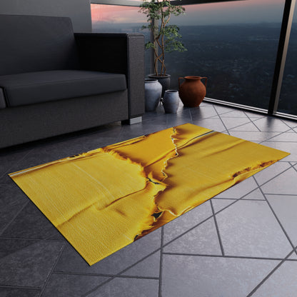 Banana Yellow Lemon: Bold Distressed, Denim-Inspired Fabric - Outdoor Rug