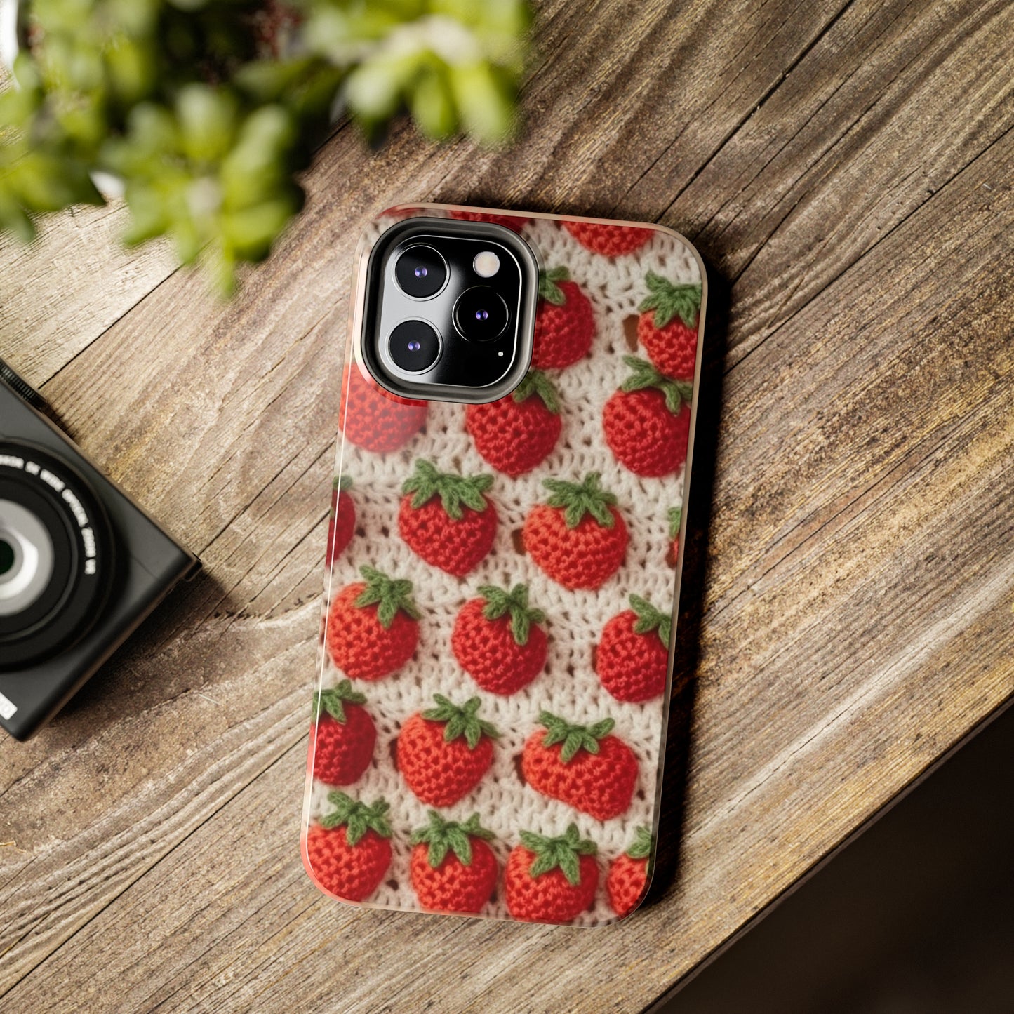 Strawberry Traditional Japanese, Crochet Craft, Fruit Design, Red Berry Pattern - Tough Phone Cases