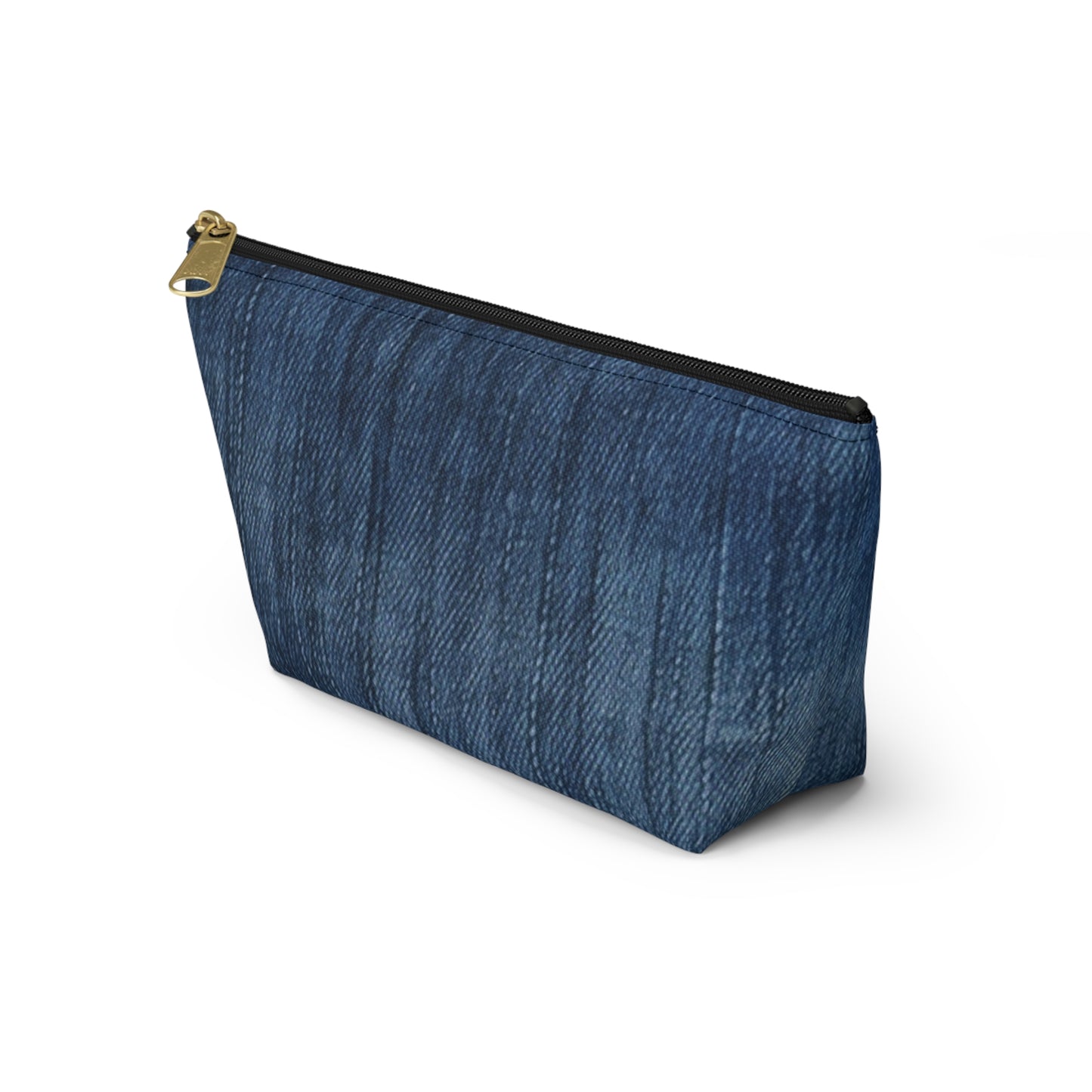 Indigo Splash: Washed Denim Reverie in Deep Blue - Accessory Pouch w T-bottom