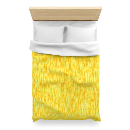 Sunshine Yellow Lemon: Denim-Inspired, Cheerful Fabric - Microfiber Duvet Cover