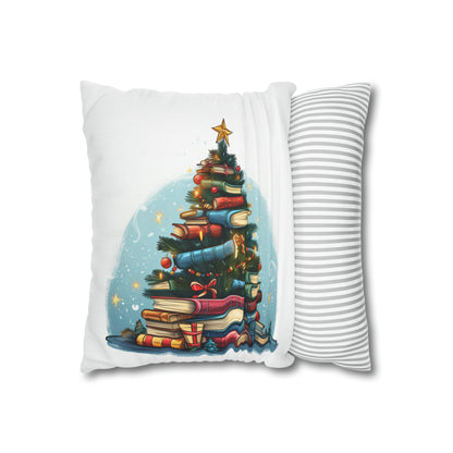 Book Lover Christmas Tree, Gift For Readers - Spun Polyester Square Pillow Case