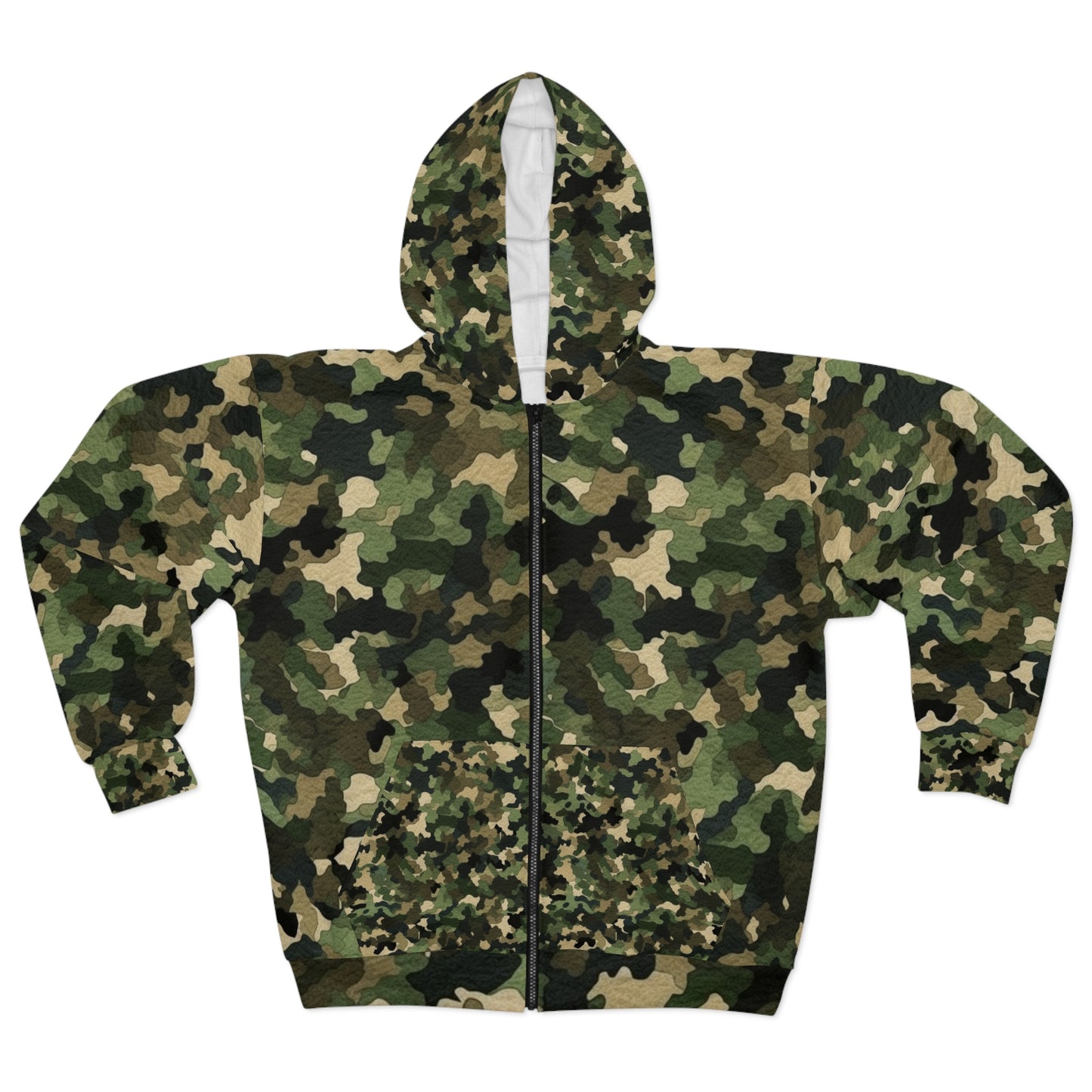 Camuflaje clásico | Envoltura de camuflaje | Camuflaje tradicional - Sudadera con capucha unisex con cremallera (AOP) 