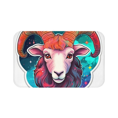 Signo del zodíaco Aries - Símbolo de astrología cósmica de colores vivos y brillantes - Alfombra de baño