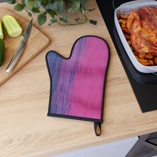 Dual Delight: Half-and-Half Pink & Blue Denim Daydream - Oven Glove