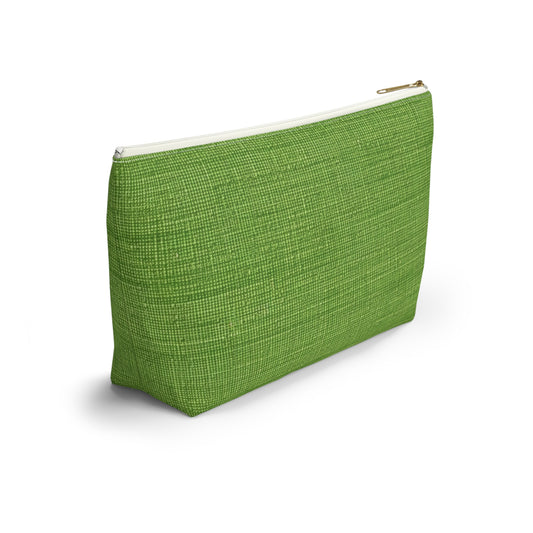 Olive Green Denim-Style: Seamless, Textured Fabric - Accessory Pouch w T-bottom