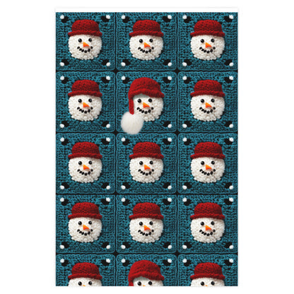 Snowman Crochet Craft, Festive Yuletide Cheer, Winter Wonderland - Wrapping Paper