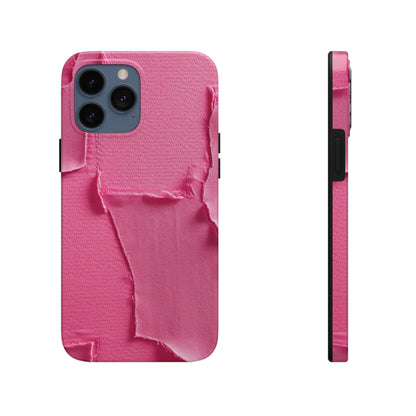 Distressed Neon Pink: Edgy, Ripped Denim-Inspired Doll Fabric - Tough Phone Cases