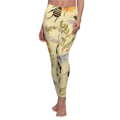 Whimsical Bees & Honeycombs Nature-Friendly Pattern Design Women's Cut & Sew Casual Leggings (AOP)