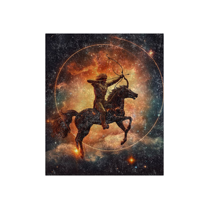 Sagittarius Constellation Totem - Archer in Action Zodiac Symbol - Crushed Velvet Blanket