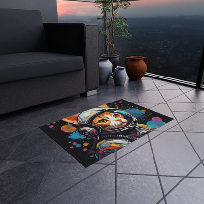 Astro Cat Adventure Feline - Pop Art, Floating in Cosmic Space - Outdoor Rug