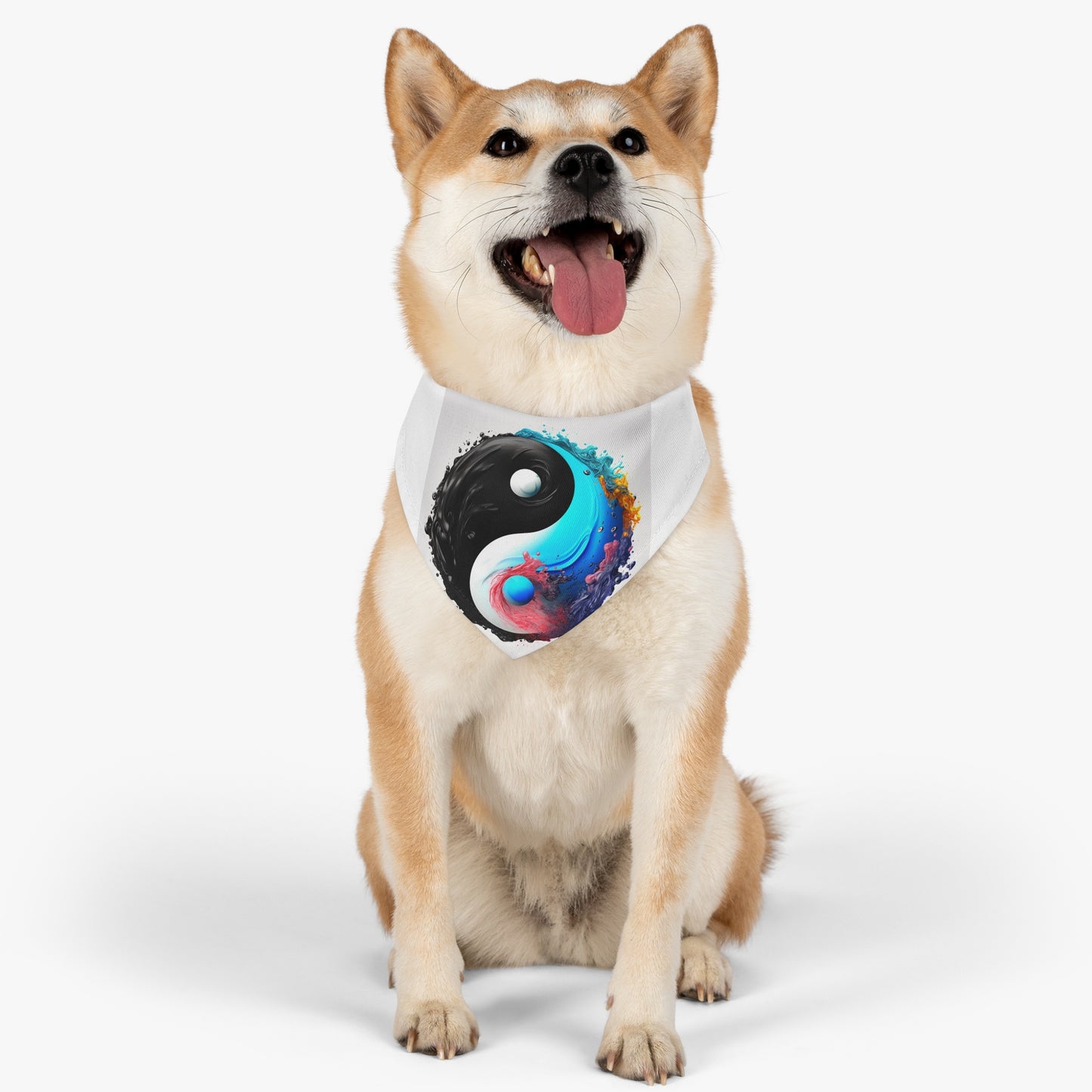 Yin Yang Symbol, Colorful Paint Style - Artistic Decor - Pet Bandana Collar