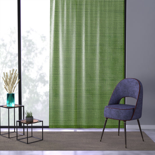 Olive Green Denim-Style: Seamless, Textured Fabric - Window Curtain