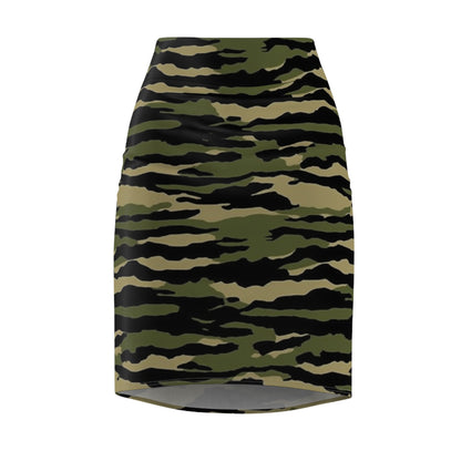 Tiger Stripe Camouflage: Military Style - Women's Pencil Skirt (AOP)