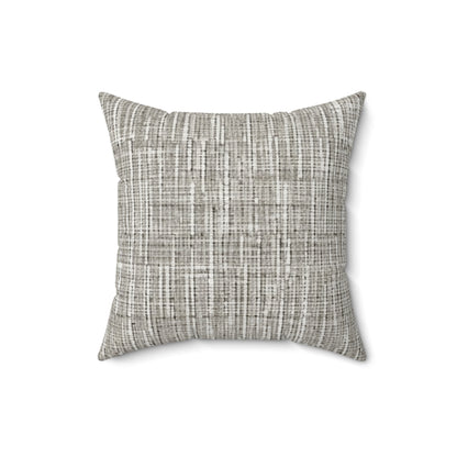 Gris plateado: diseño de tela contemporáneo inspirado en la mezclilla - Almohada cuadrada de poliéster hilado 