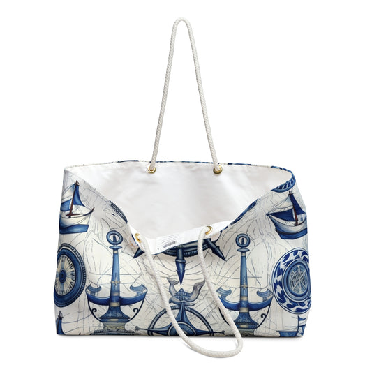 Nautical Theme Art - Anchors, Ropes, Compass Weekender Bag