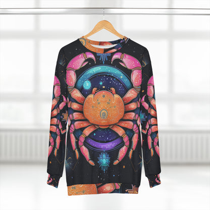 Cangrejo celestial arcoíris - Arte vibrante del signo del zodíaco del cáncer - Sudadera unisex (AOP) 