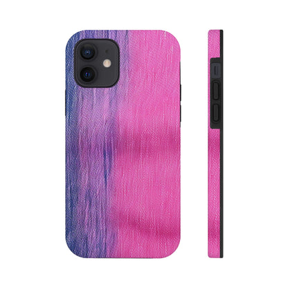 Dual Delight: Half-and-Half Pink & Blue Denim Daydream - Tough Phone Cases