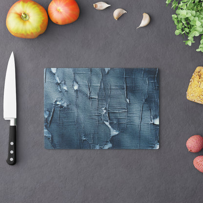 Distressed Blue Denim-Look: Edgy, Torn Fabric Design - Cutting Board