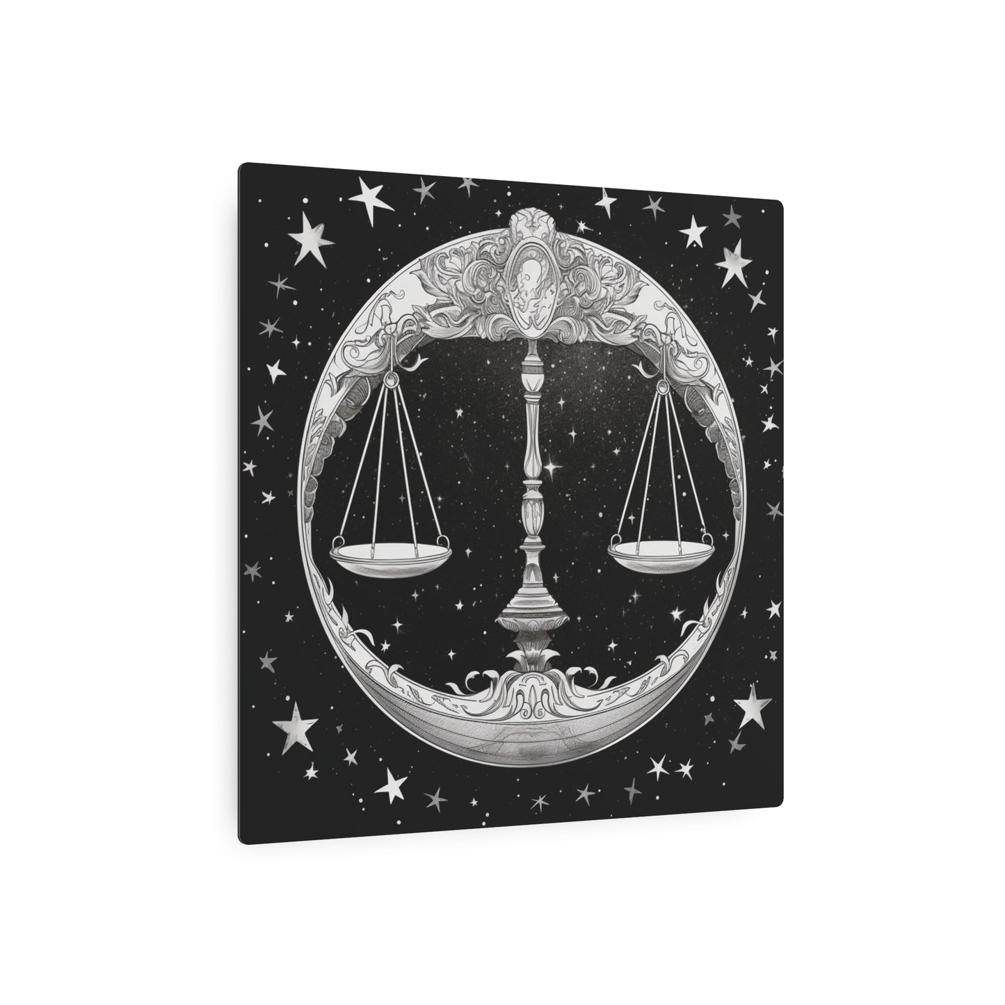 Libra-Themed Matte White Aluminum Sign, Zodiac Art Decor