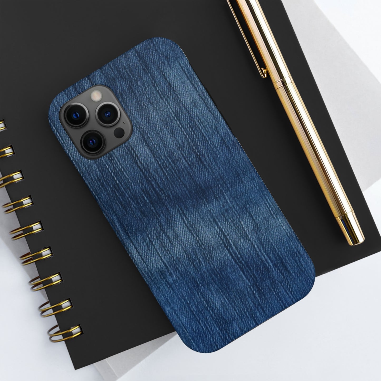 Indigo Splash: Washed Denim Reverie in Deep Blue - Tough Phone Cases