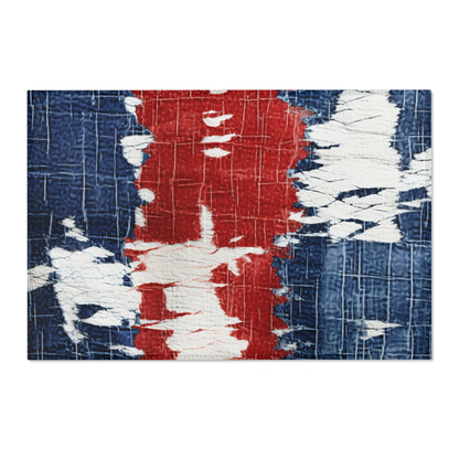 Patriotic Red, White & Blue: Distressed Denim-Style, Torn Fabric - Area Rugs