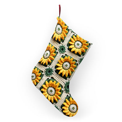 Elegancia de crochet de girasol, diseño Granny Square, motivo floral radiante. Lleva la calidez de los girasoles a tu espacio - Medias navideñas