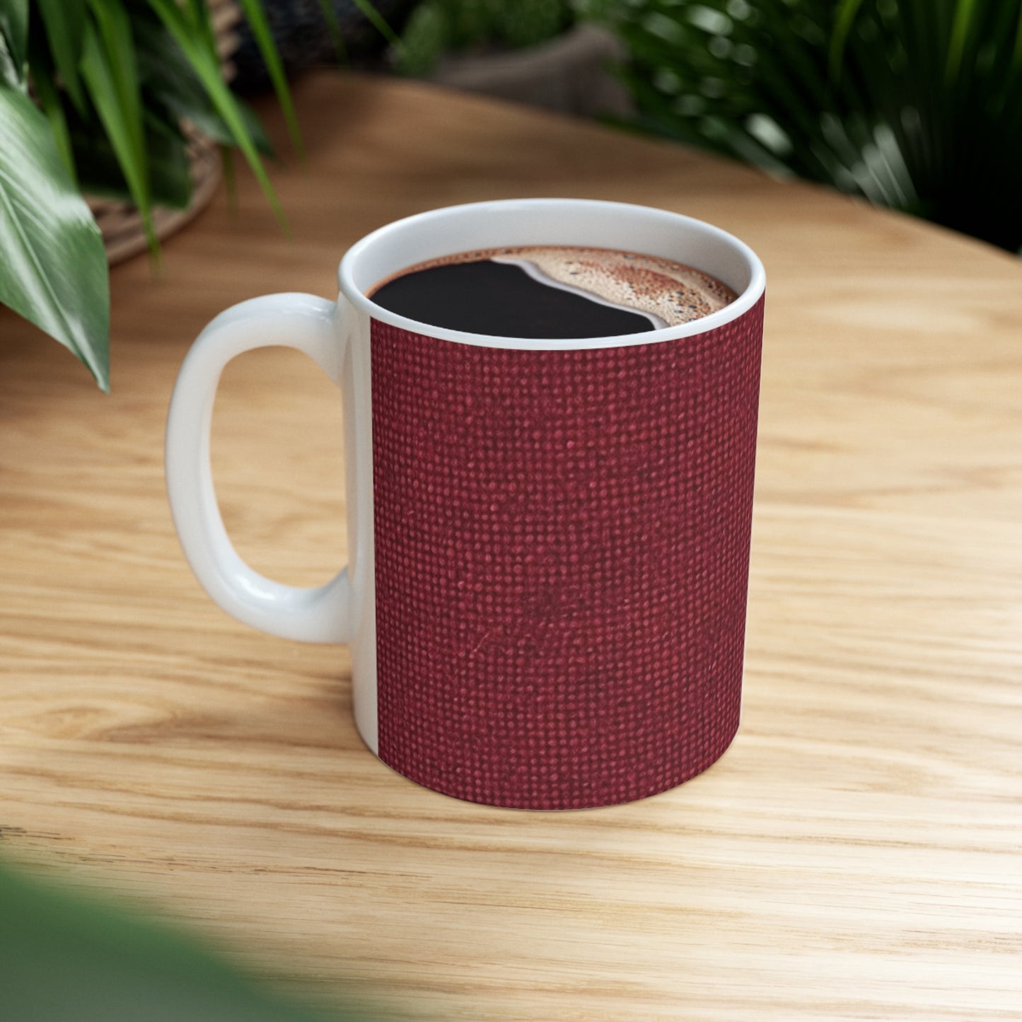 Seamless Texture - Maroon/Burgundy Denim-Inspired Fabric - Ceramic Mug 11oz