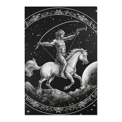 Sagittarius Zodiac Black & White Archer Design - Area Rugs