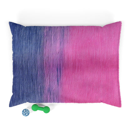 Dual Delight: Half-and-Half Pink & Blue Denim Daydream - Dog & Pet Bed