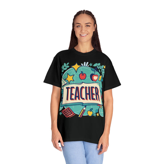 Teacher Schoolhouse Nostalgia Retro Educator Classroom - Unisex Garment-Dyed T-shirt