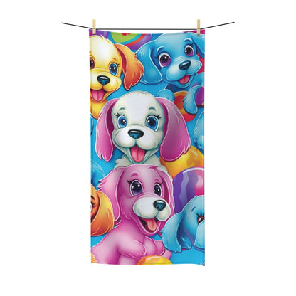 Happy Puppy & Dog Design - Vivid and Eye-Catching - Polycotton Towel