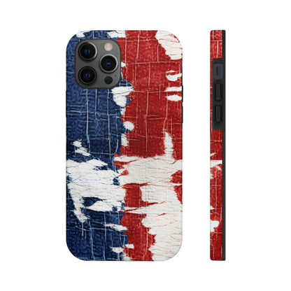 Patriotic Red, White & Blue: Distressed Denim-Style, Torn Fabric - Tough Phone Cases