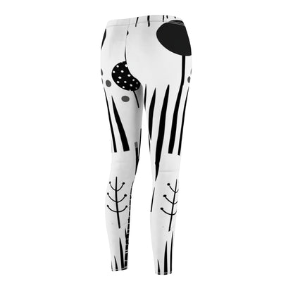 Scandinavian Minimalist Monochrome Shapes & Lines Design Women's Cut & Sew Casual Leggings (AOP)