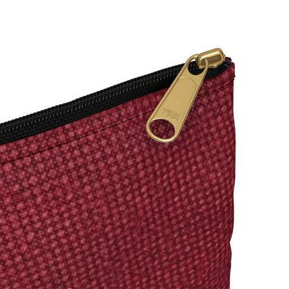 Seamless Texture - Maroon/Burgundy Denim-Inspired Fabric - Accessory Pouch