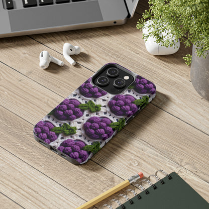 Crochet Grapes Pattern - Granny Square Design - Fresh Fruit Pick - Orchard Purple Snack Food - Tough Phone Cases